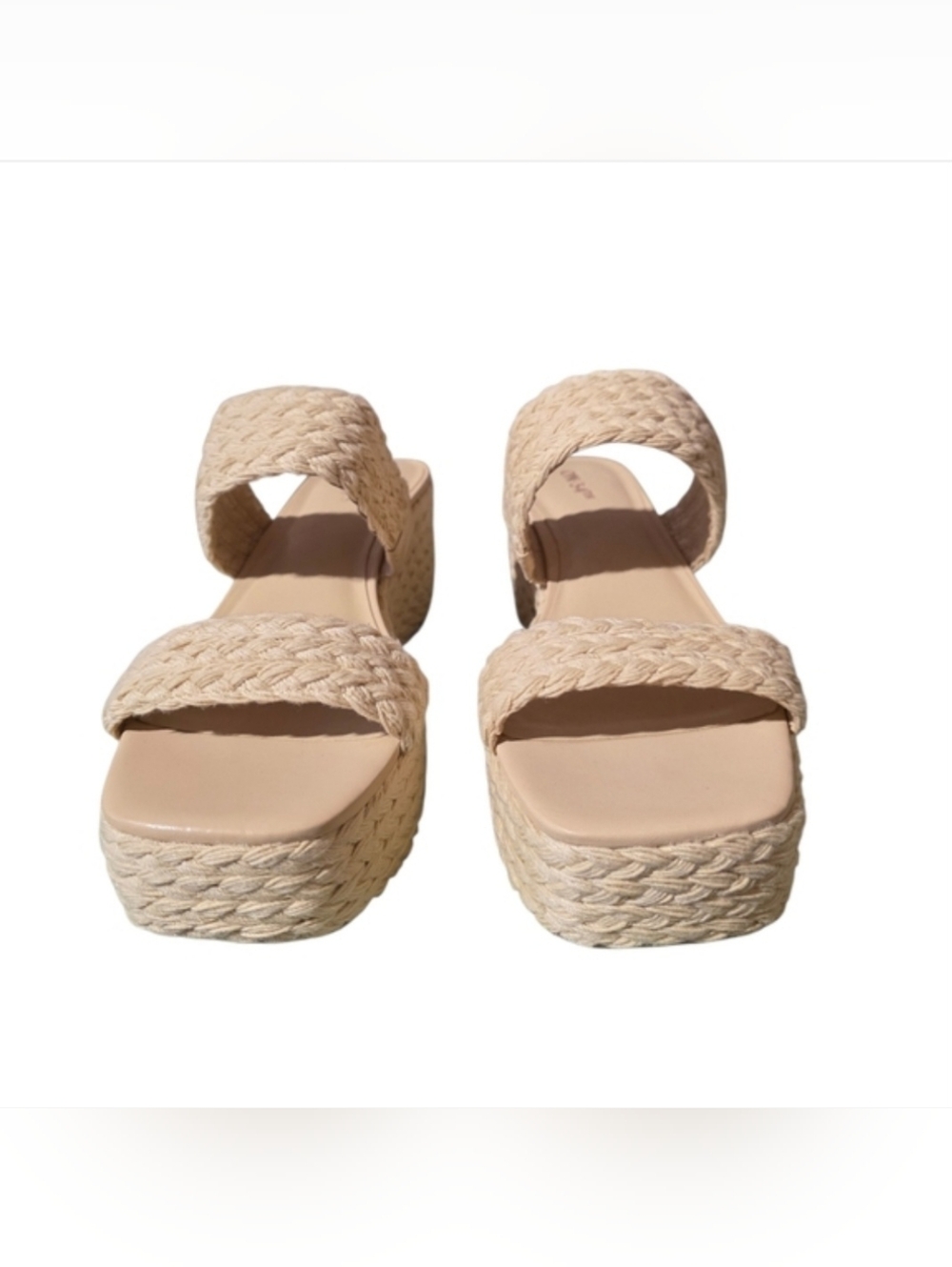 Braided Wedge Sandals - Tan